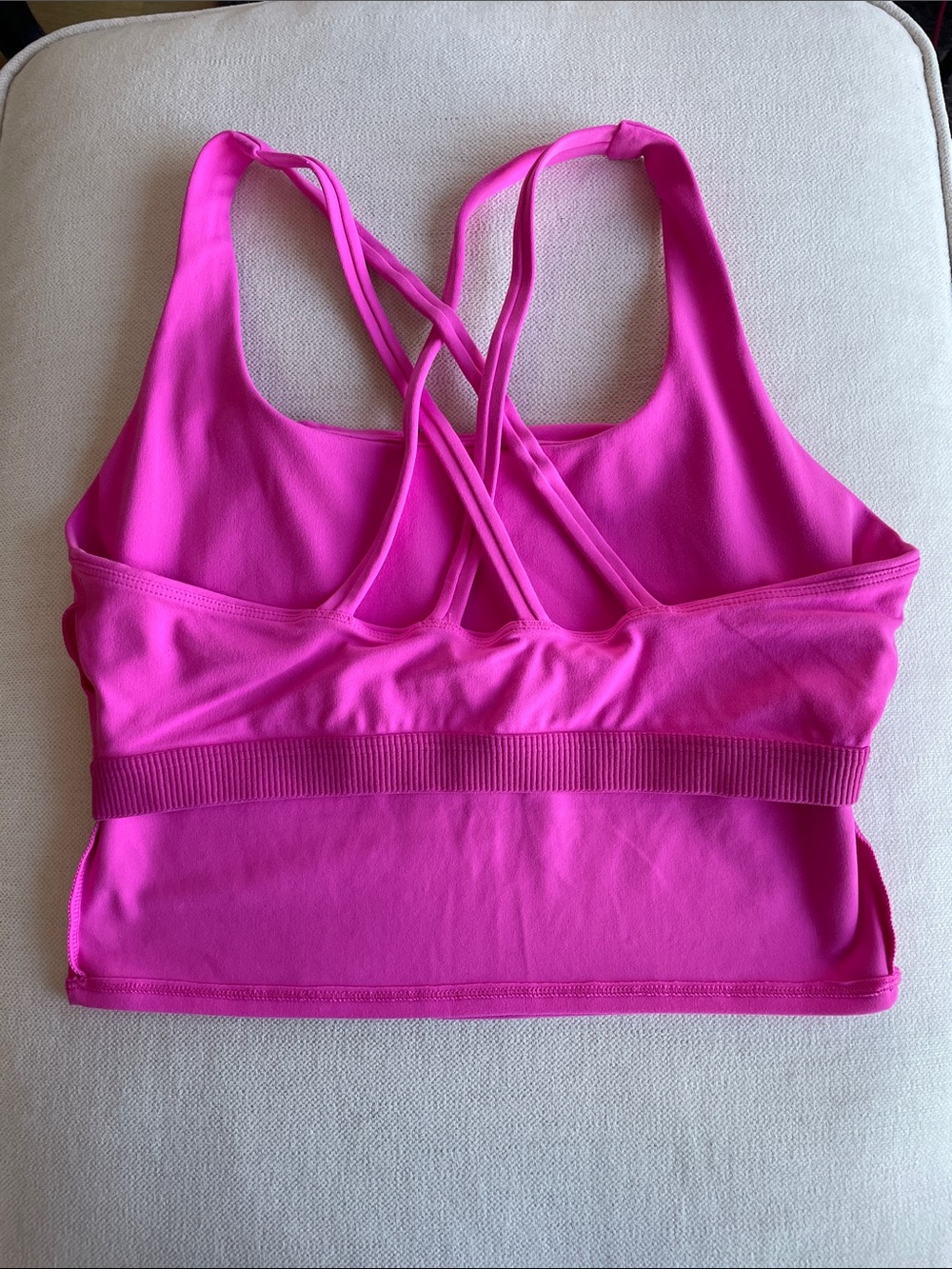CRZ Yoga Women's Hot Pink Strappy Cropped Sports Bra Top, Medium - Picture 5 of 5